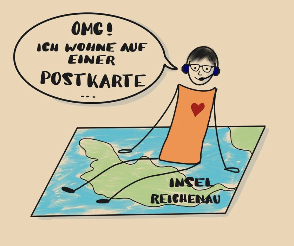 Postkarte, Reichenau, Kritzelspiele