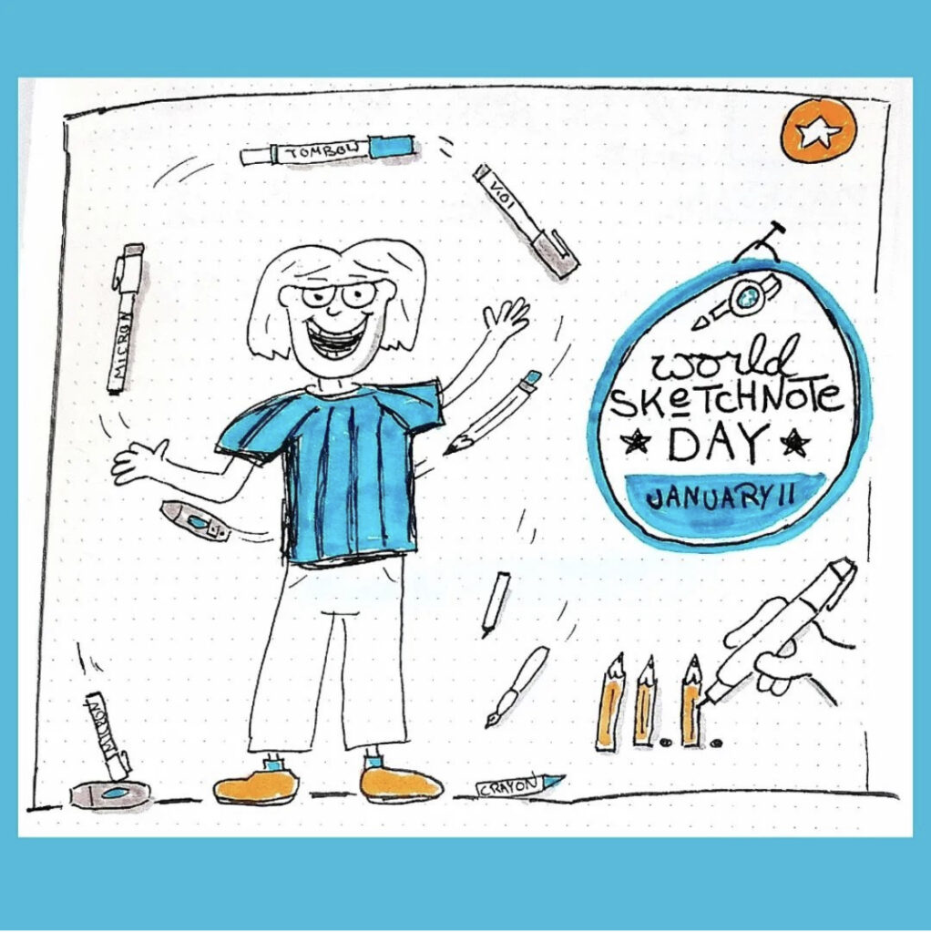 #snday2022, #Kritzelspiele, World Sketchnote Day, Stifte, Jonglieren mit Stiften